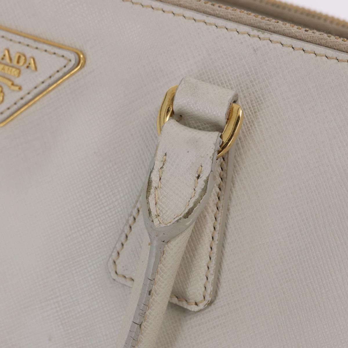PRADA Galleria Hand Bag Safiano 2way Ivory Gold Tone Auth 204598A