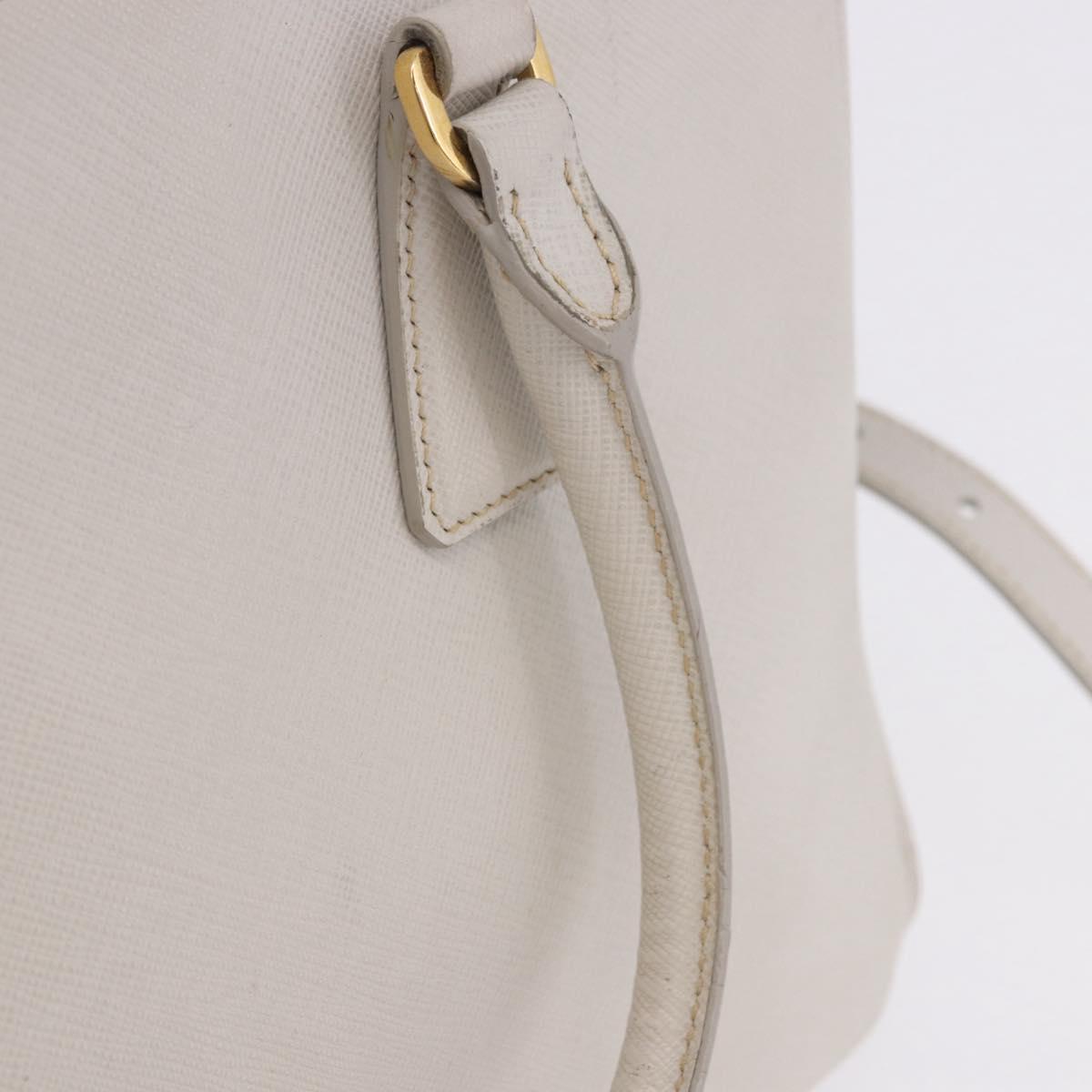 PRADA Galleria Hand Bag Safiano 2way Ivory Gold Tone Auth 204598A