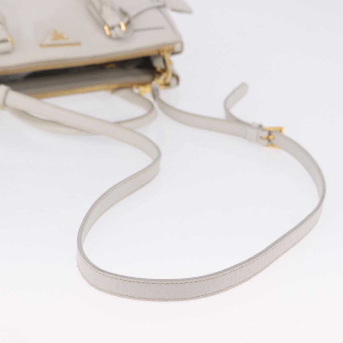 PRADA Galleria Hand Bag Safiano 2way Ivory Gold Tone Auth 204598A