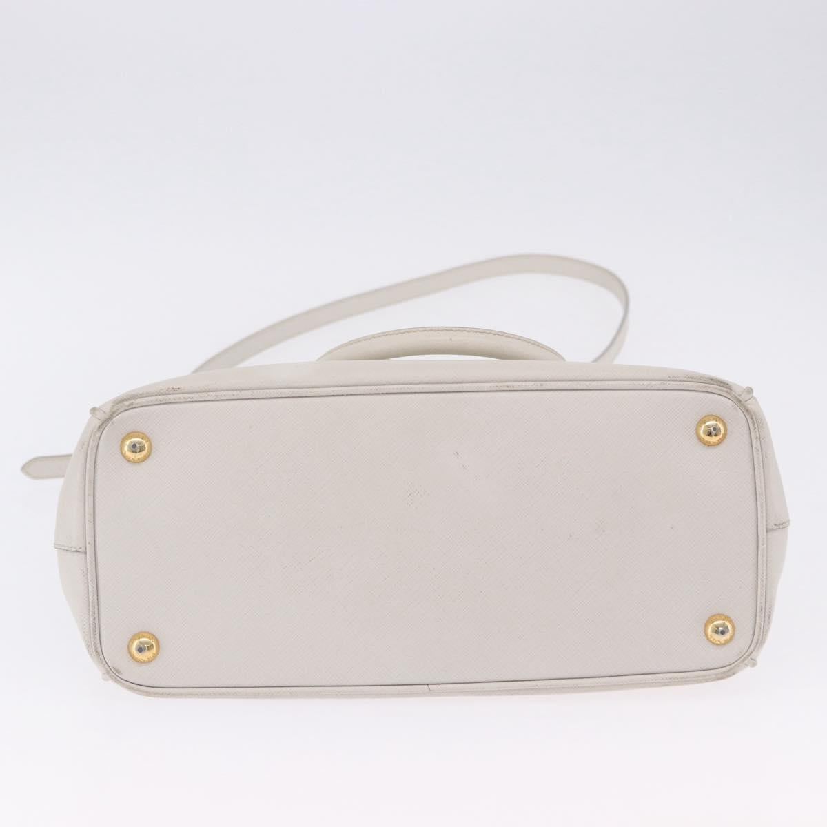 PRADA Galleria Hand Bag Safiano 2way Ivory Gold Tone Auth 204598A