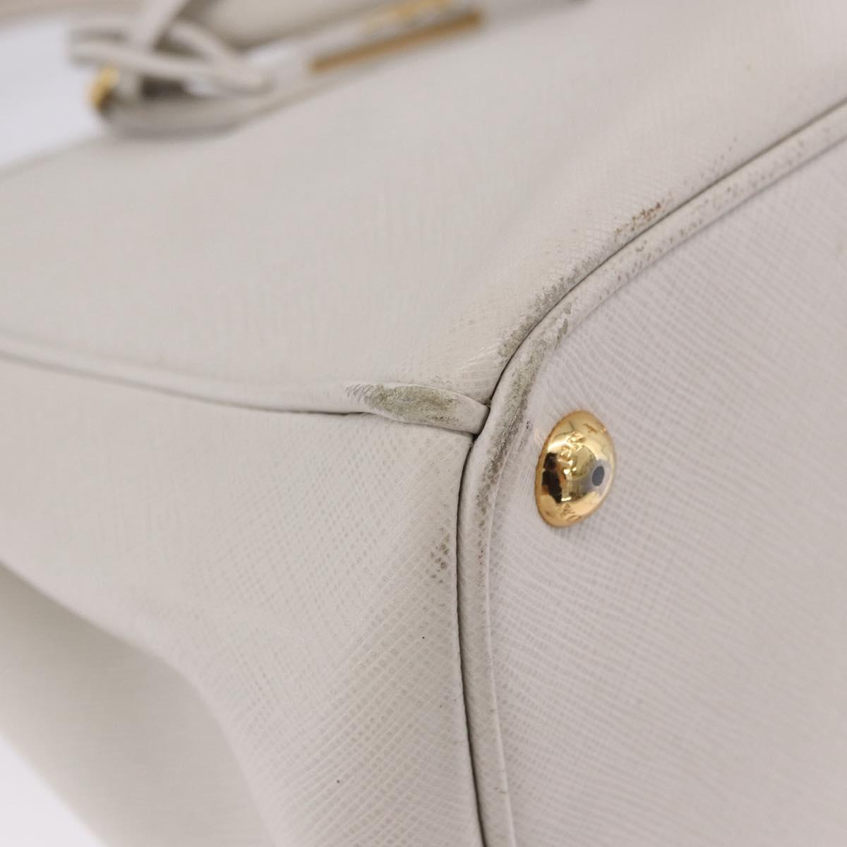 PRADA Galleria Hand Bag Safiano 2way Ivory Gold Tone Auth 204598A