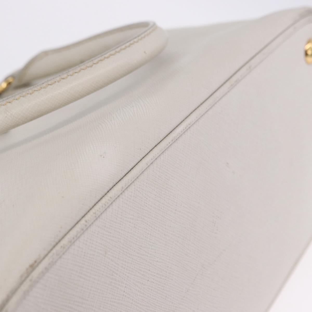 PRADA Galleria Hand Bag Safiano 2way Ivory Gold Tone Auth 204598A