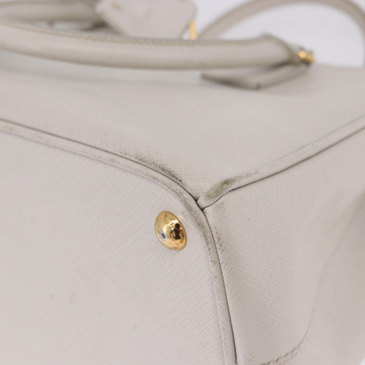 PRADA Galleria Hand Bag Safiano 2way Ivory Gold Tone Auth 204598A