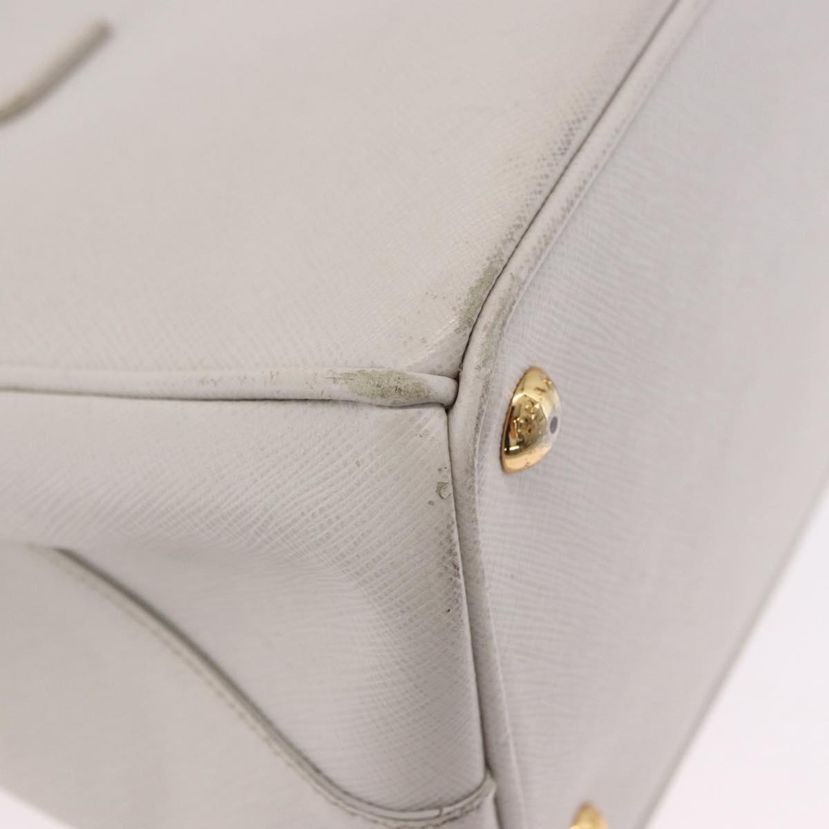 PRADA Galleria Hand Bag Safiano 2way Ivory Gold Tone Auth 204598A