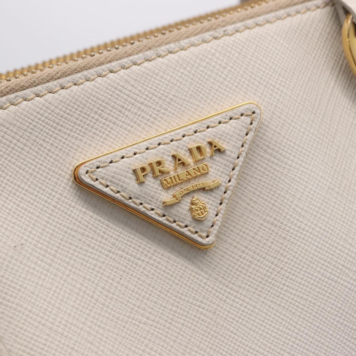 PRADA Galleria Hand Bag Safiano 2way Ivory Gold Tone Auth 204598A
