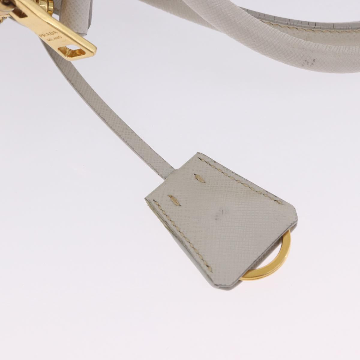 PRADA Galleria Hand Bag Safiano 2way Ivory Gold Tone Auth 204598A