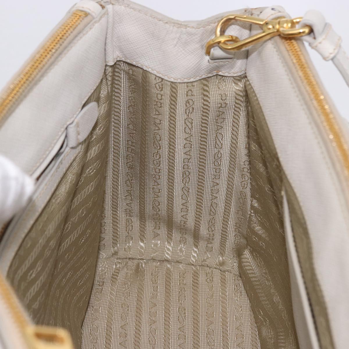 PRADA Galleria Hand Bag Safiano 2way Ivory Gold Tone Auth 204598A