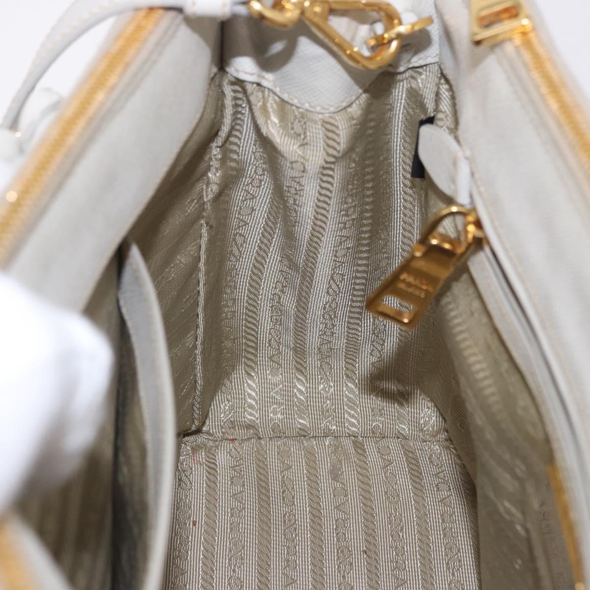 PRADA Galleria Hand Bag Safiano 2way Ivory Gold Tone Auth 204598A