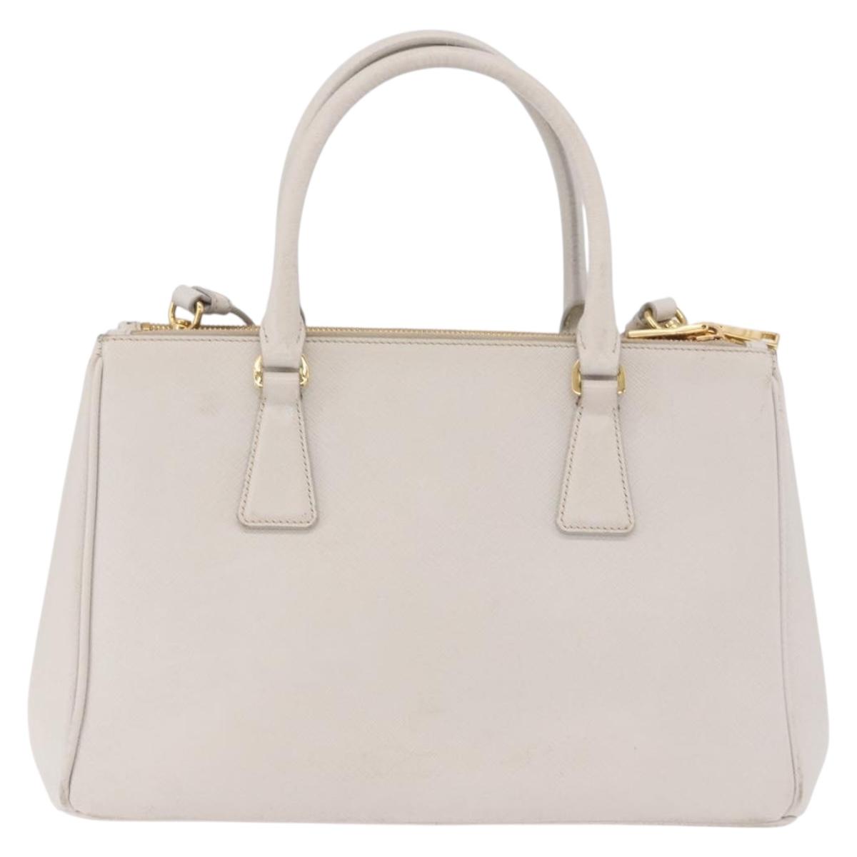 PRADA Galleria Hand Bag Safiano 2way Ivory Gold Tone Auth 204598A