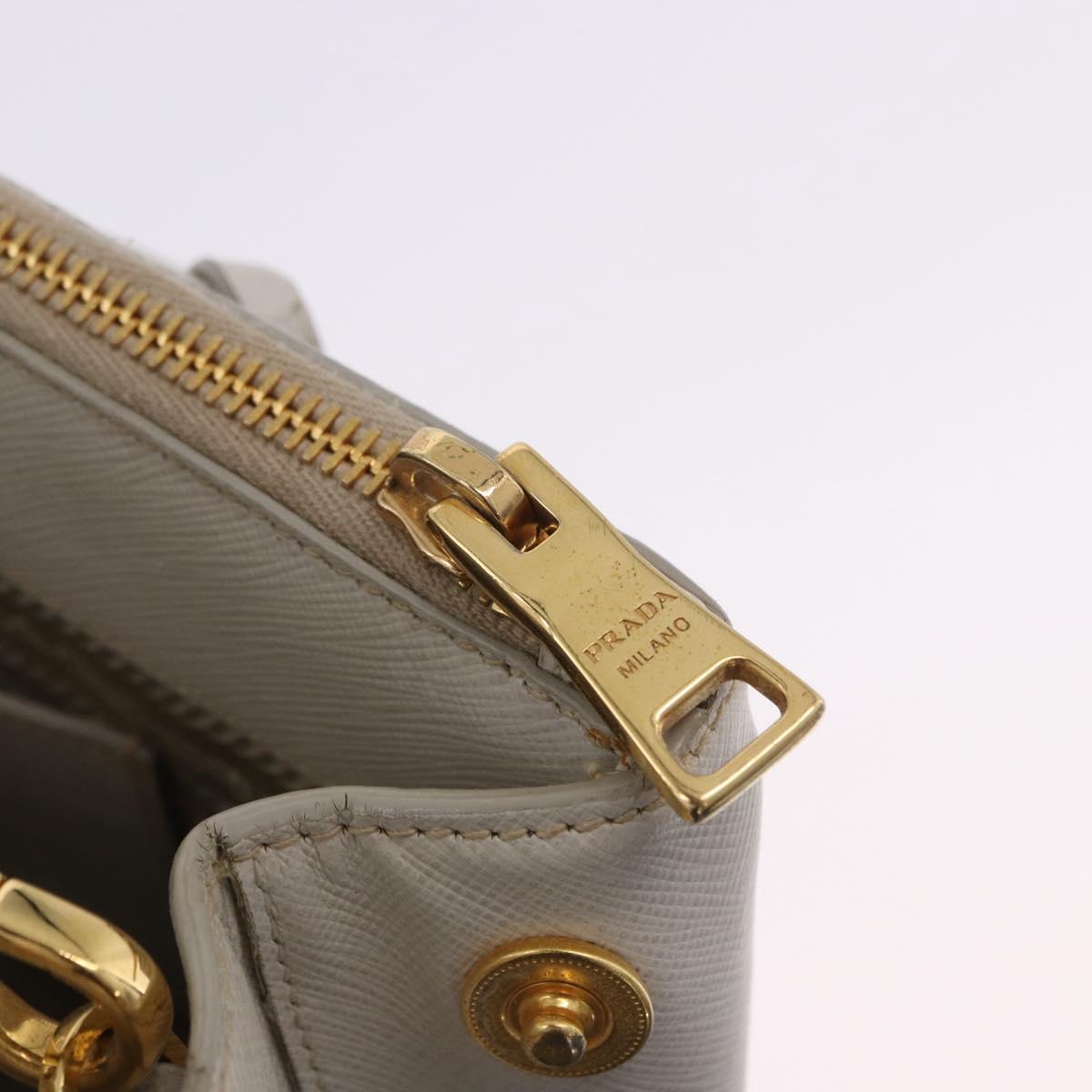PRADA Galleria Hand Bag Safiano 2way Ivory Gold Tone Auth 204598A