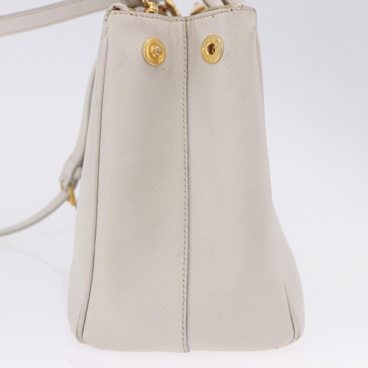 PRADA Galleria Hand Bag Safiano 2way Ivory Gold Tone Auth 204598A