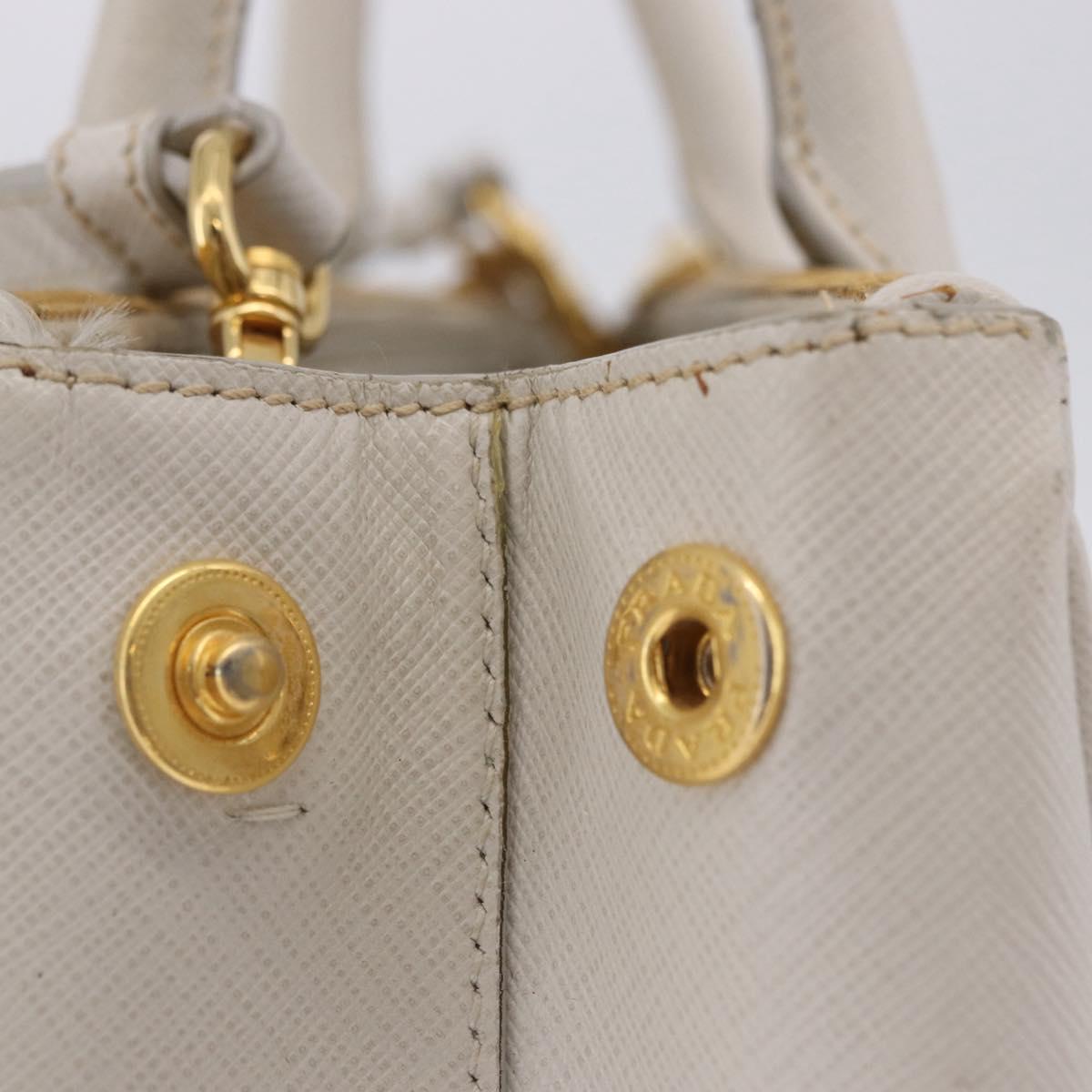 PRADA Galleria Hand Bag Safiano 2way Ivory Gold Tone Auth 204598A