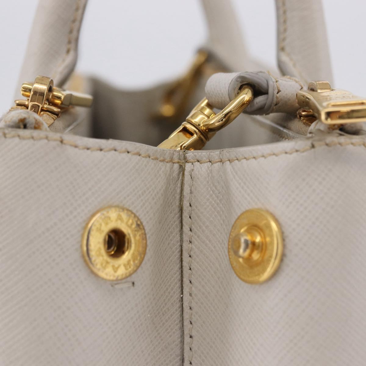 PRADA Galleria Hand Bag Safiano 2way Ivory Gold Tone Auth 204598A
