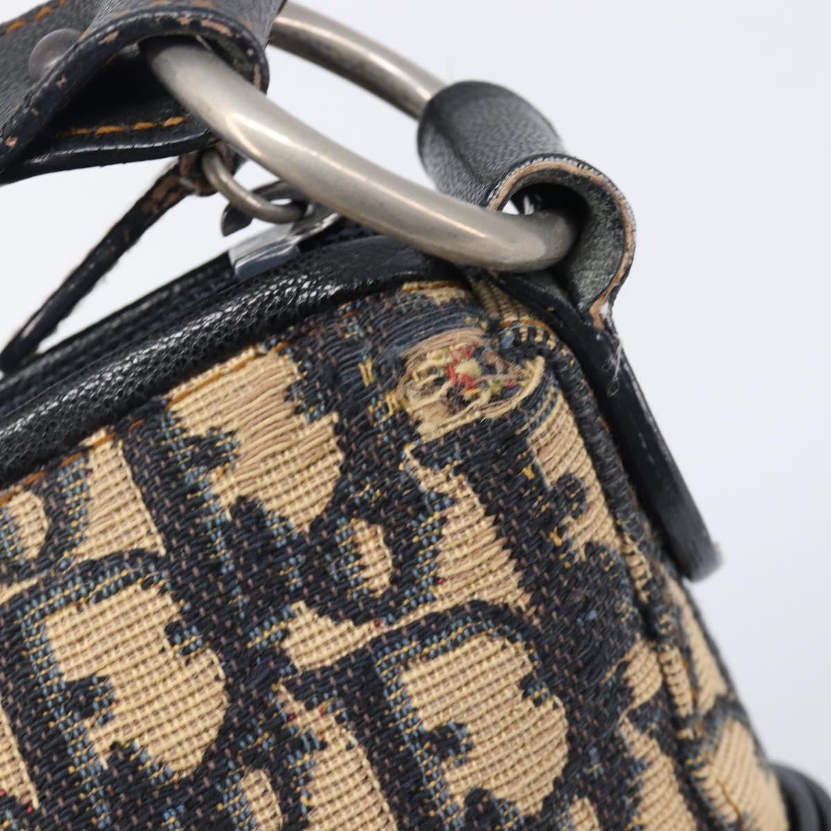 Christian Dior Trotter Canvas Shoulder Bag Navy Silver Auth 204603V