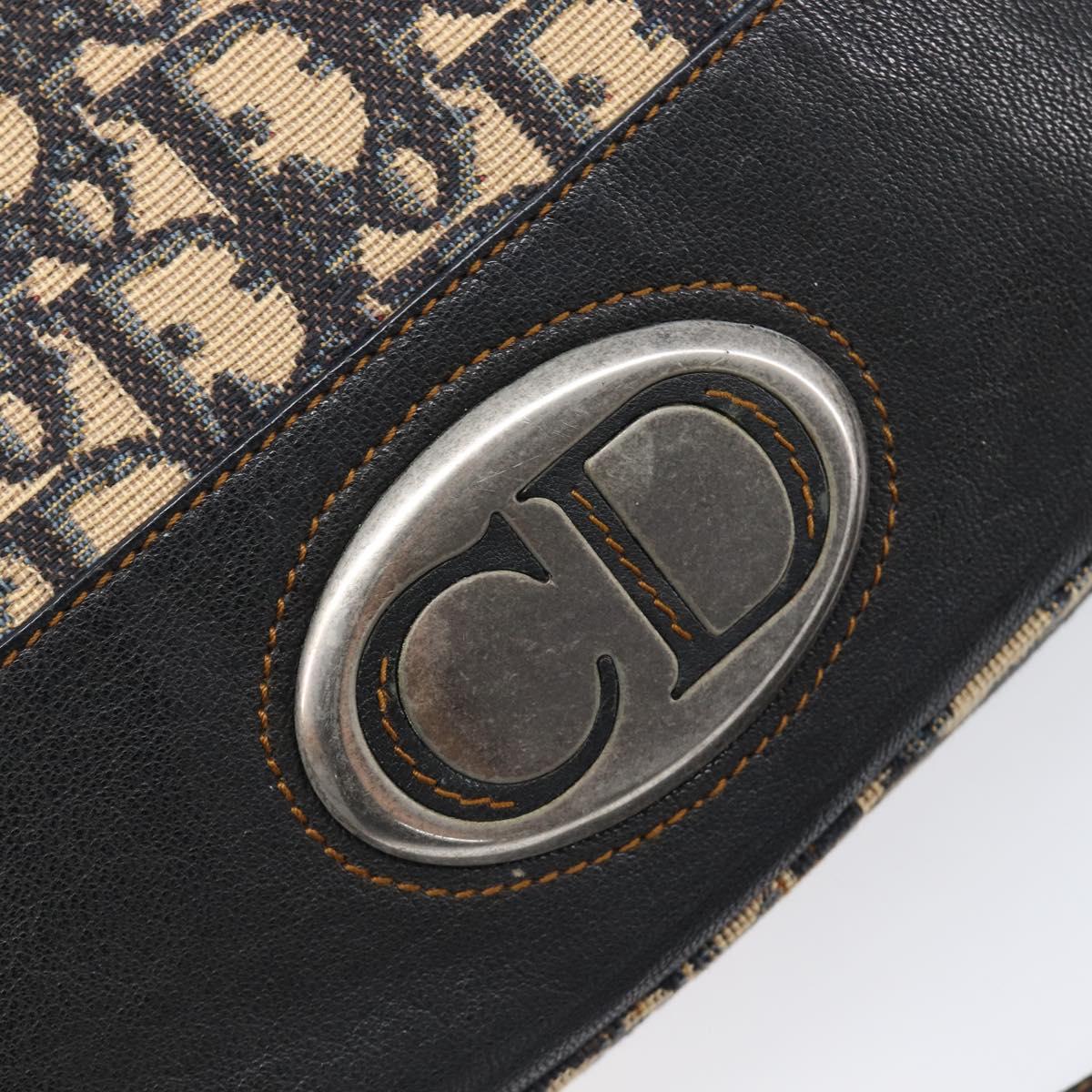 Christian Dior Trotter Canvas Shoulder Bag Navy Silver Auth 204603V