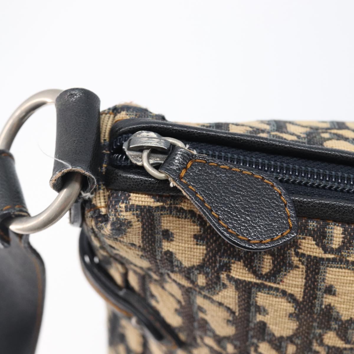 Christian Dior Trotter Canvas Shoulder Bag Navy Silver Auth 204603V