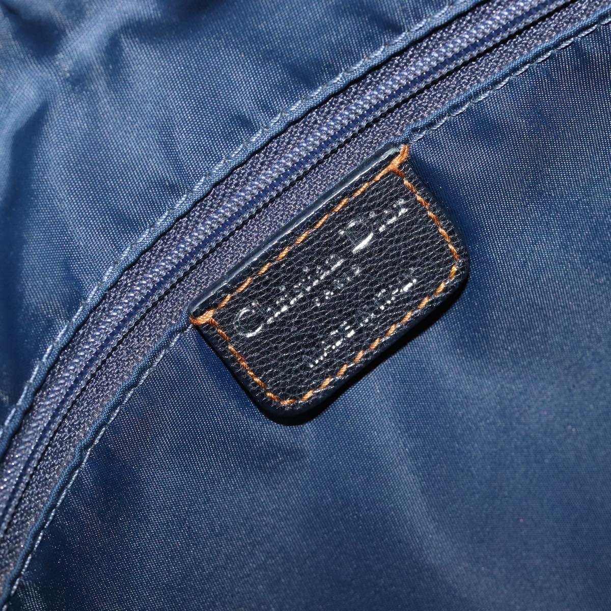 Christian Dior Trotter Canvas Shoulder Bag Navy Silver Auth 204603V