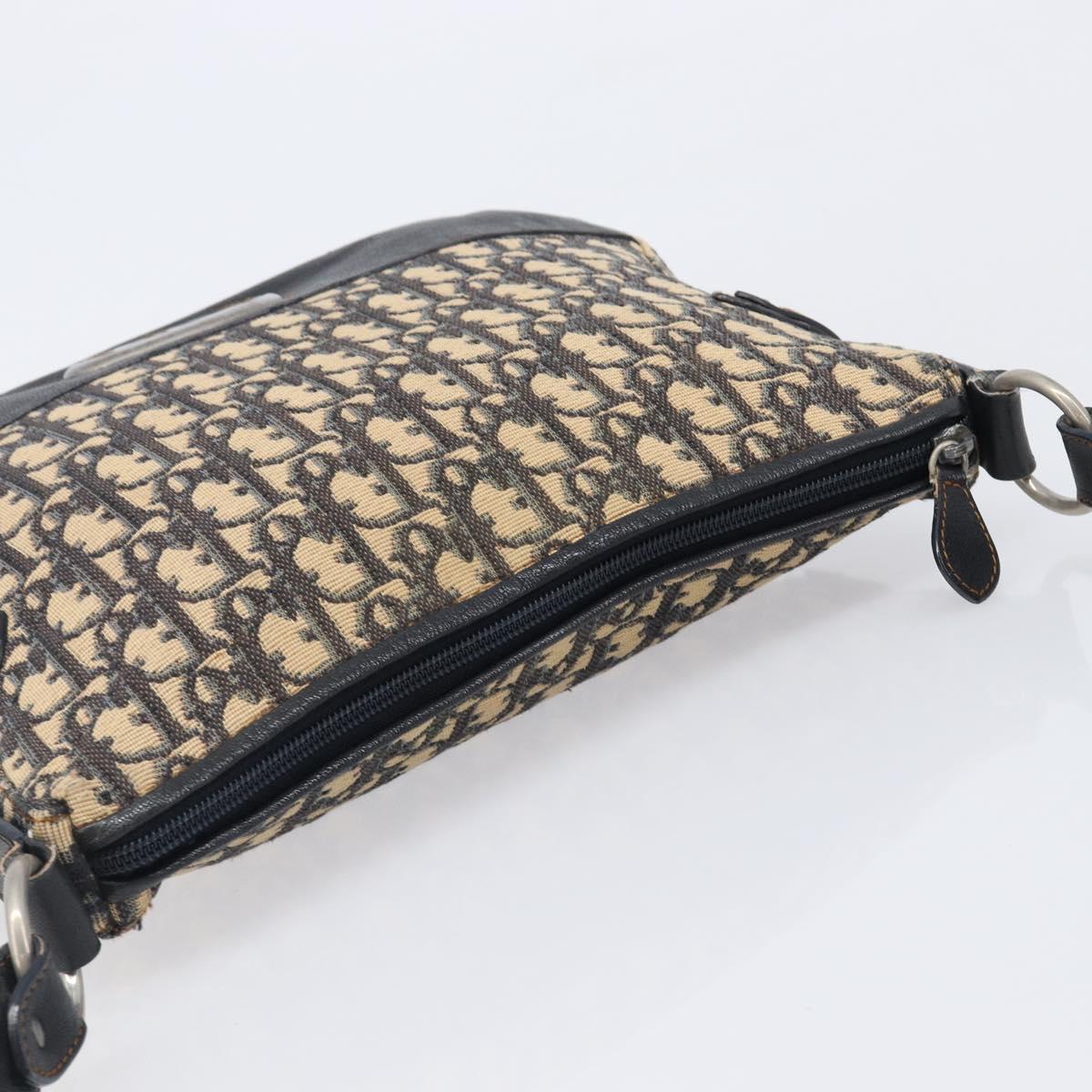Christian Dior Trotter Canvas Shoulder Bag Navy Silver Auth 204603V