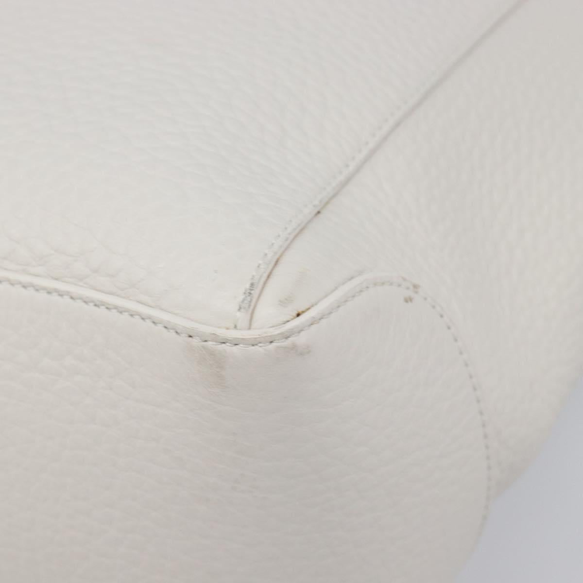 TOD’S Tote Bag Leather White Silver Auth 204604A
