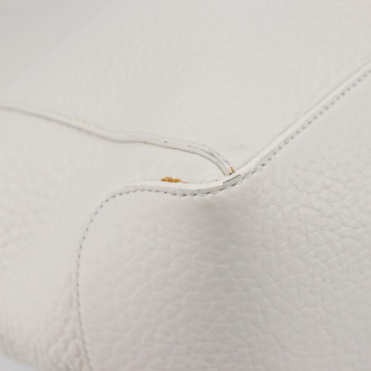 TOD’S Tote Bag Leather White Silver Auth 204604A