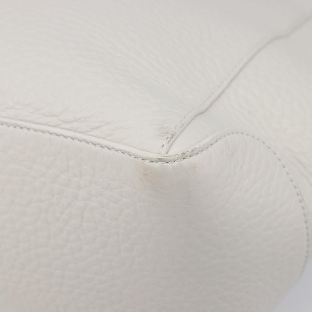 TOD’S Tote Bag Leather White Silver Auth 204604A