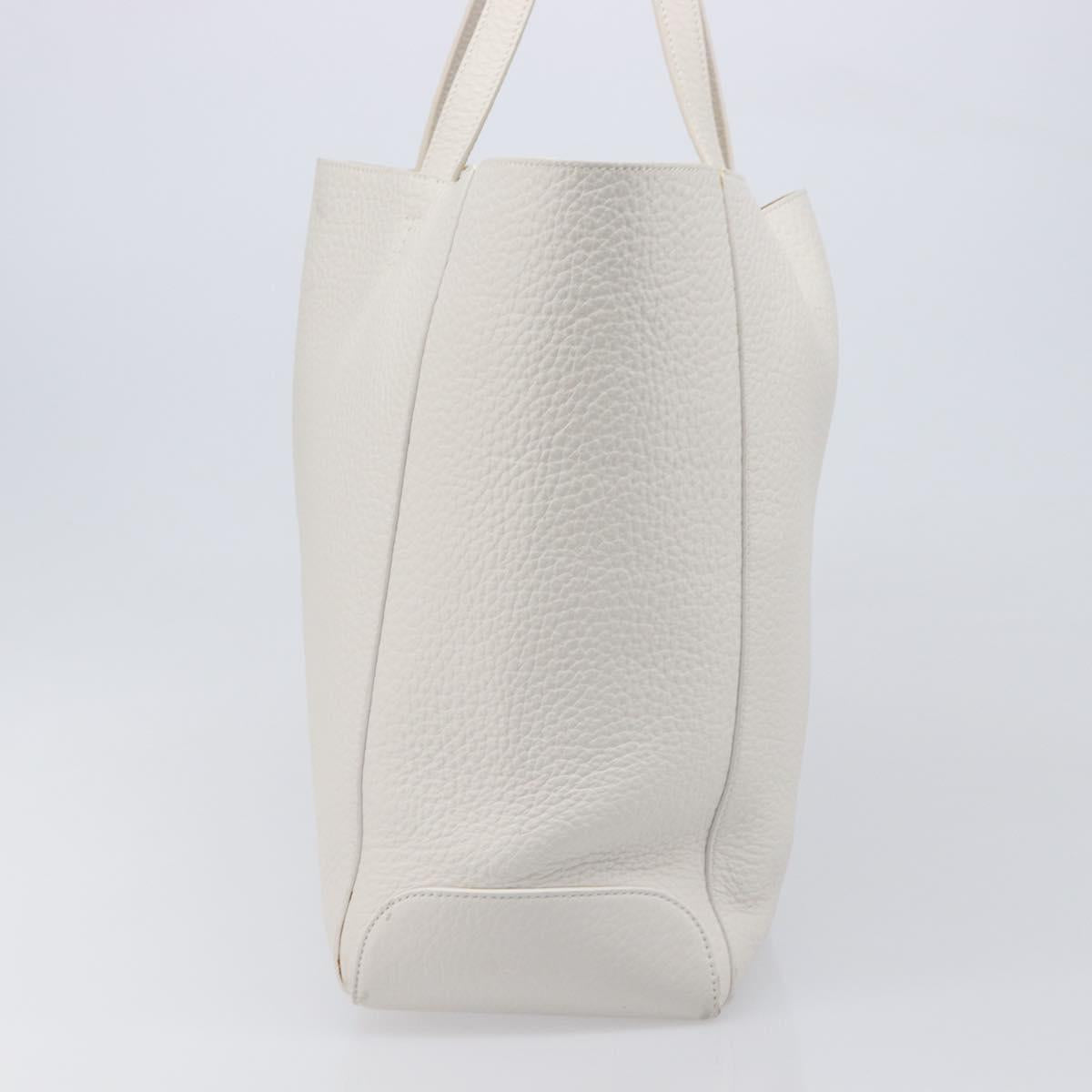 TOD’S Tote Bag Leather White Silver Auth 204604A