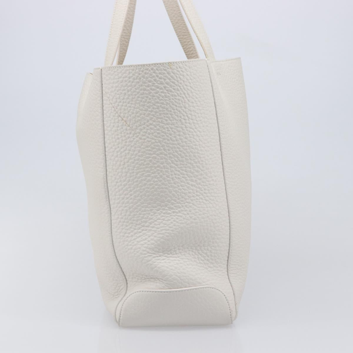 TOD’S Tote Bag Leather White Silver Auth 204604A