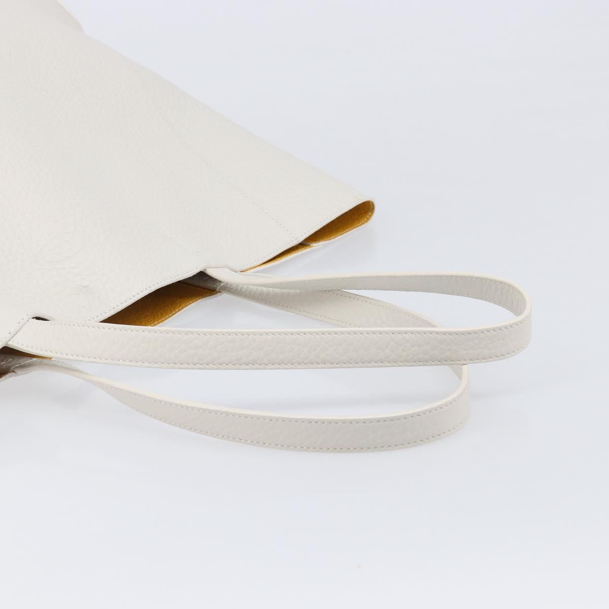 TOD’S Tote Bag Leather White Silver Auth 204604A