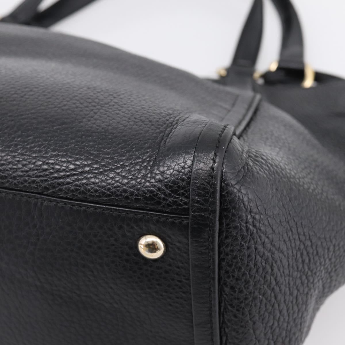GUCCI Tote Bag Leather Black Gold Tone 282309 Auth 204612V