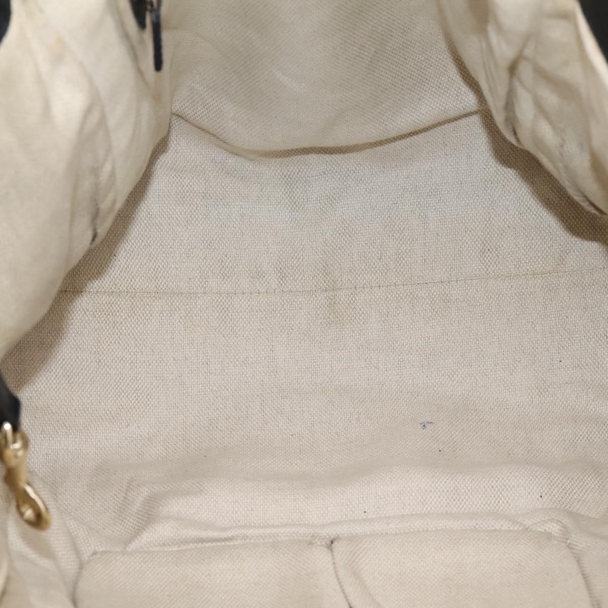 GUCCI Tote Bag Leather Black Gold Tone 282309 Auth 204612V