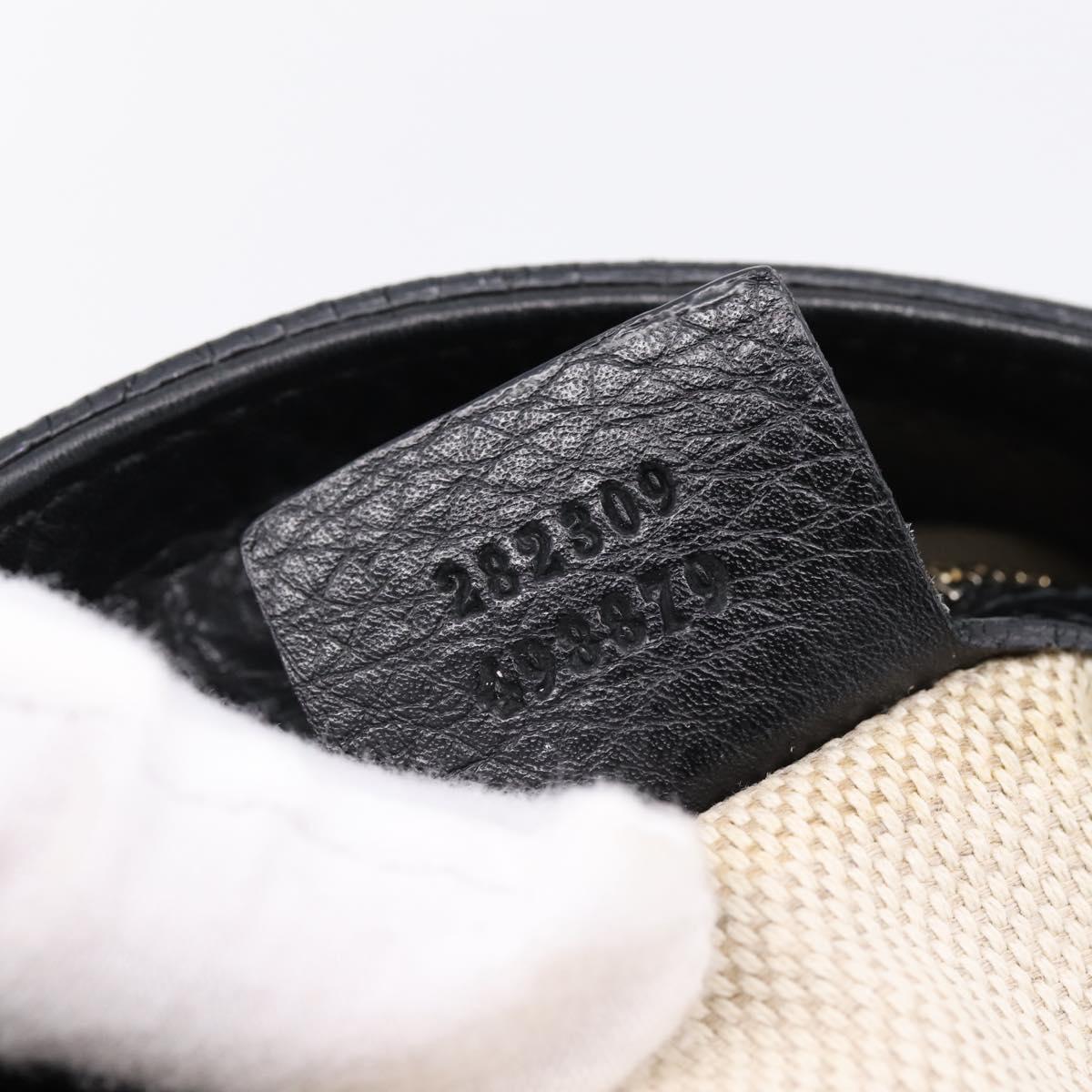 GUCCI Tote Bag Leather Black Gold Tone 282309 Auth 204612V