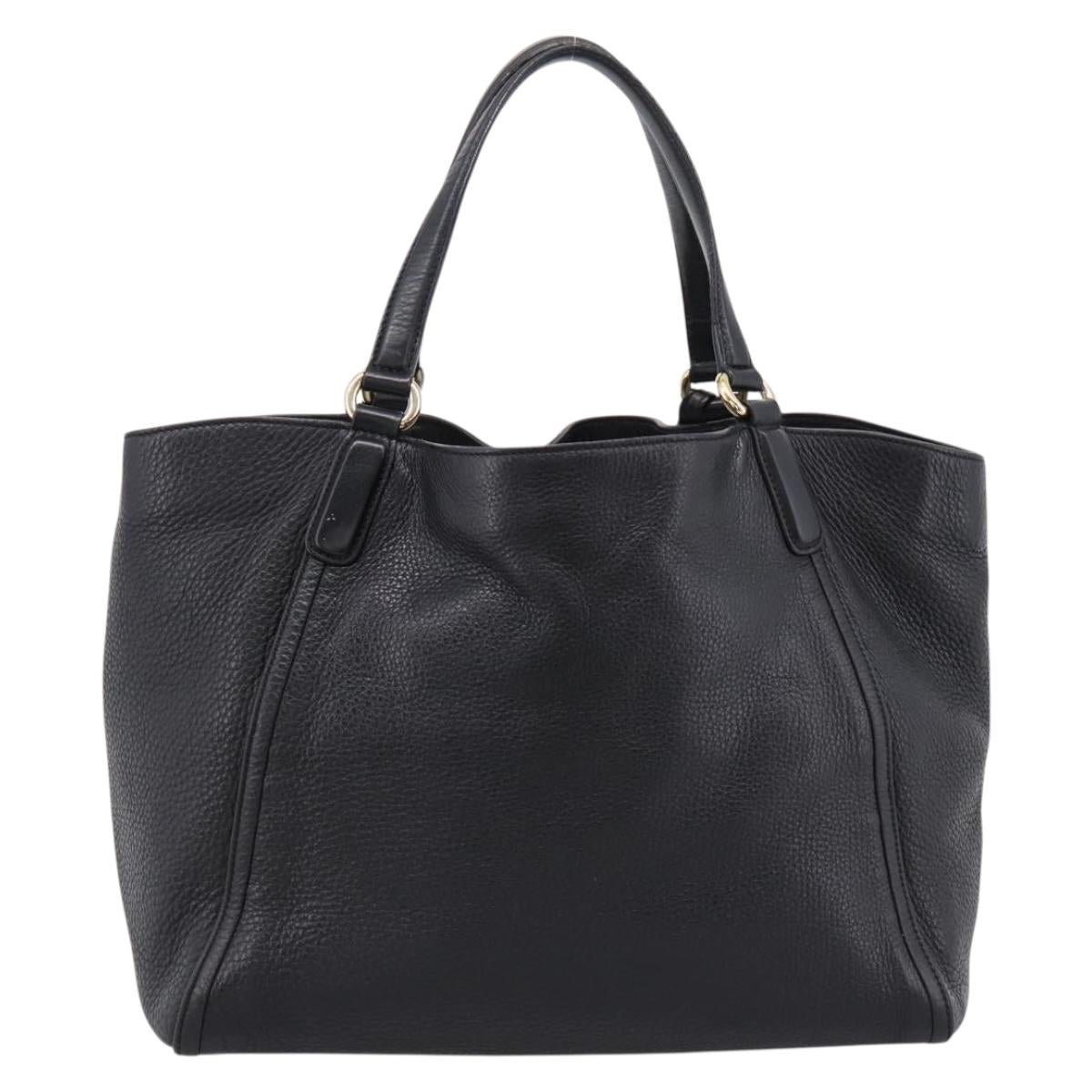 GUCCI Tote Bag Leather Black Gold Tone 282309 Auth 204612V