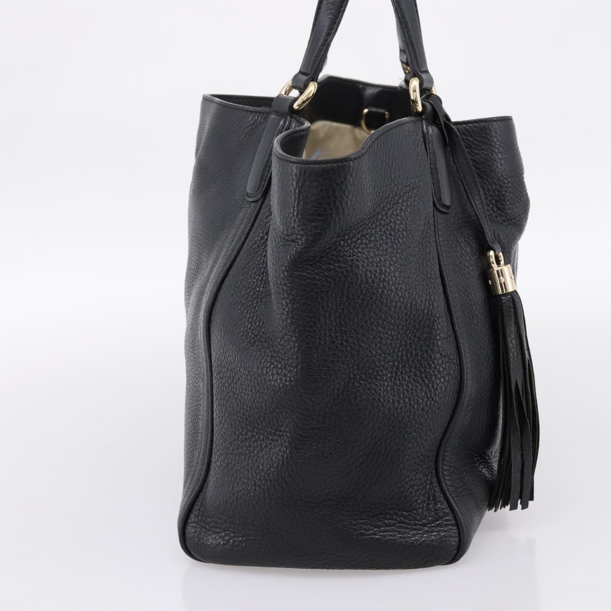 GUCCI Tote Bag Leather Black Gold Tone 282309 Auth 204612V