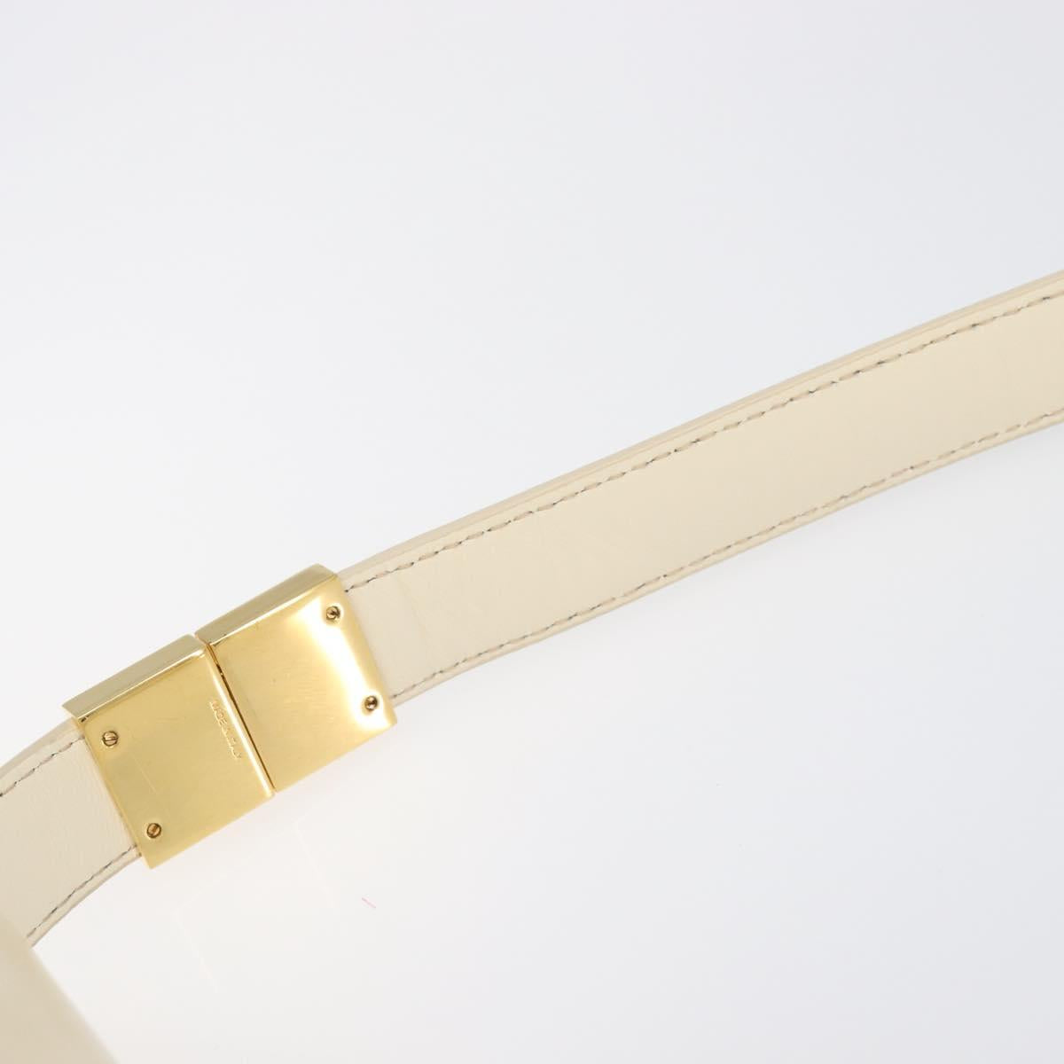 MARNI Prisma Shoulder Bag Leather White Gold Tone Auth 204613A