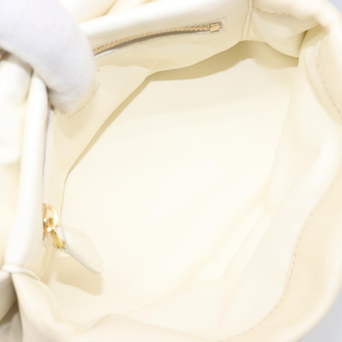 MARNI Prisma Shoulder Bag Leather White Gold Tone Auth 204613A