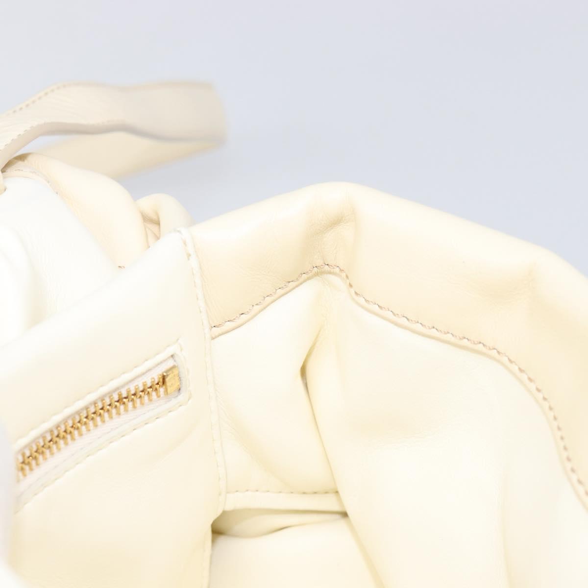 MARNI Prisma Shoulder Bag Leather White Gold Tone Auth 204613A