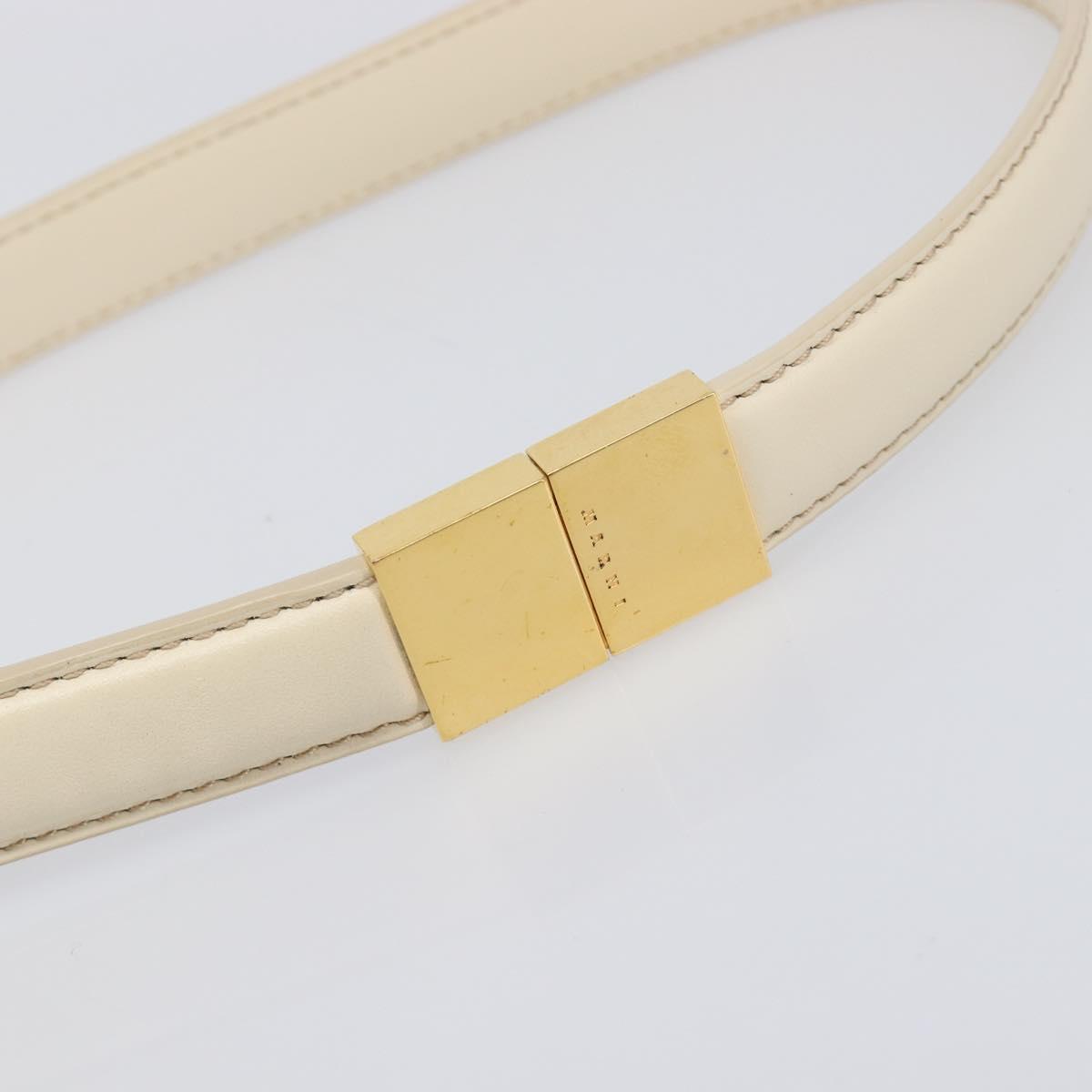 MARNI Prisma Shoulder Bag Leather White Gold Tone Auth 204613A