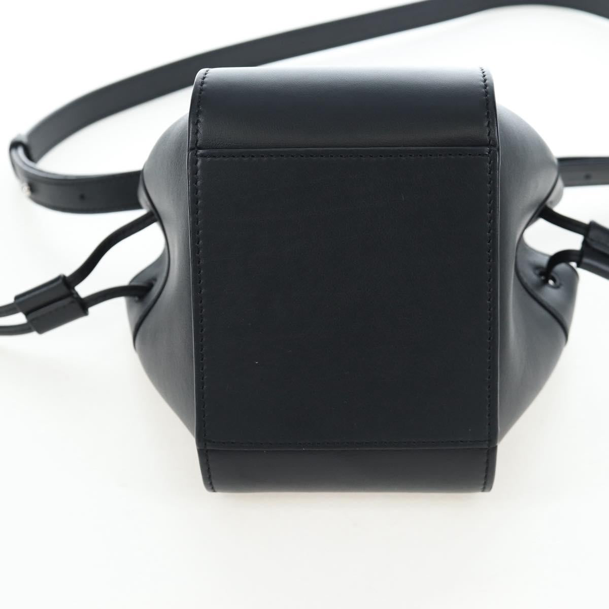 LOEWE Hammock Mini Shoulder Bag Leather 2way Black Silver Auth 204615M