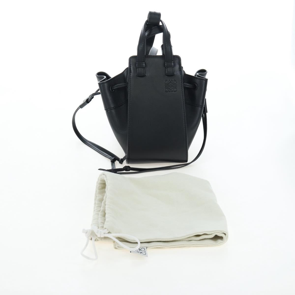 LOEWE Hammock Mini Shoulder Bag Leather 2way Black Silver Auth 204615M