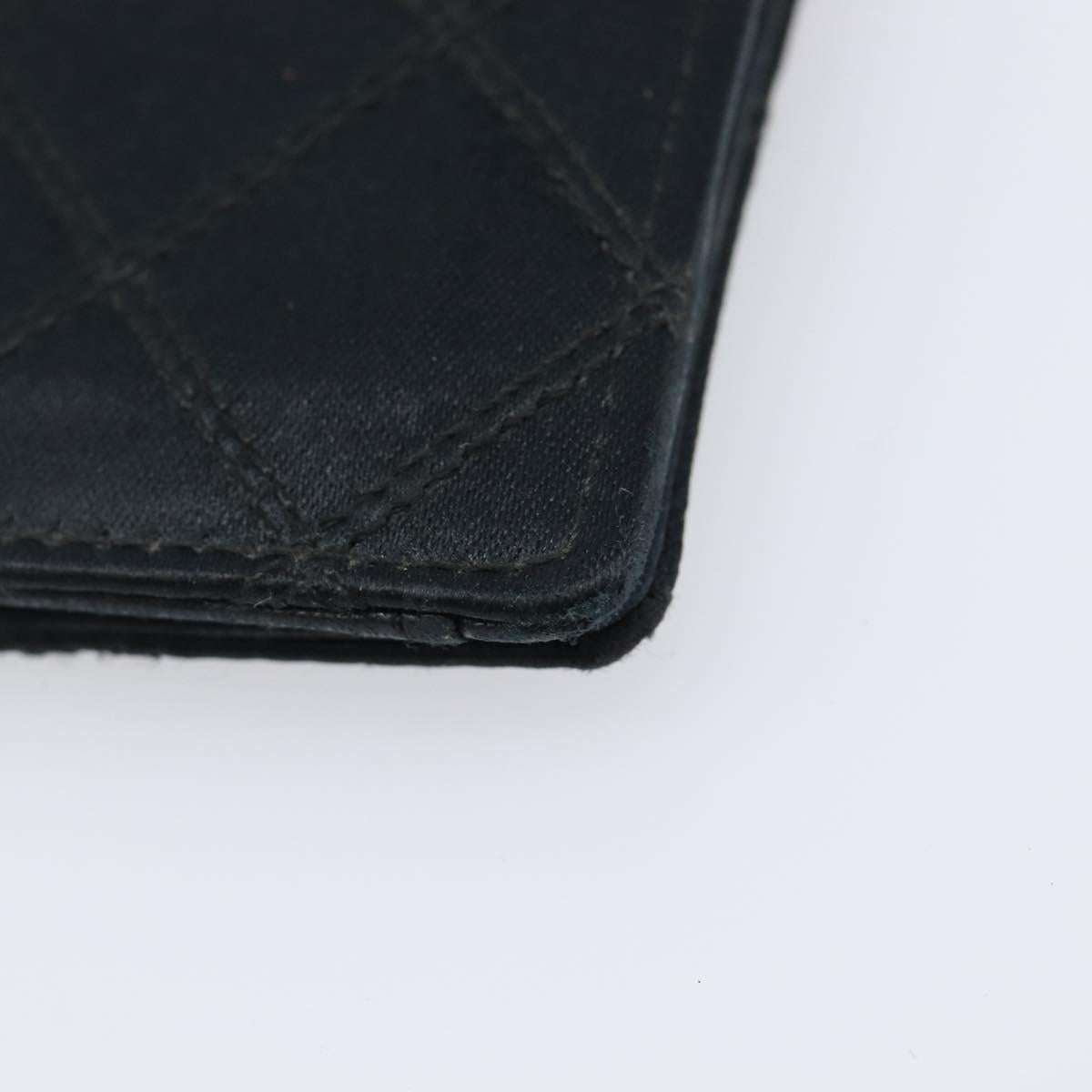 CHANEL Bicolore Card Case Satin Black Gold CC Auth 204618V