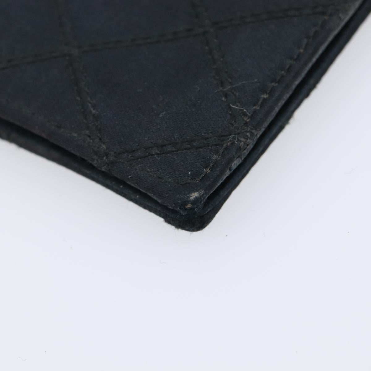 CHANEL Bicolore Card Case Satin Black Gold CC Auth 204618V