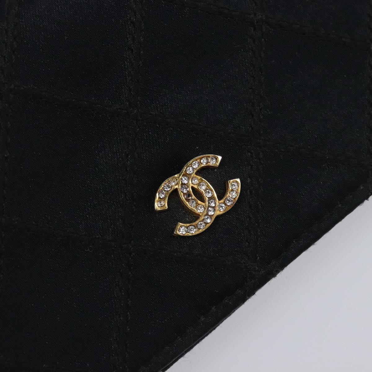 CHANEL Bicolore Card Case Satin Black Gold CC Auth 204618V