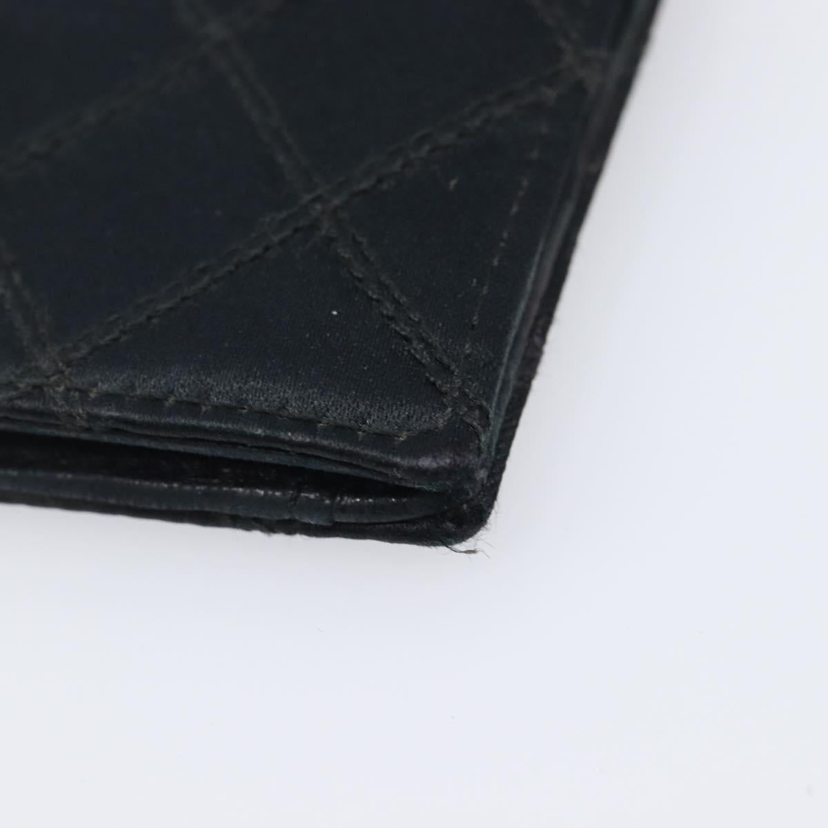 CHANEL Bicolore Card Case Satin Black Gold CC Auth 204618V