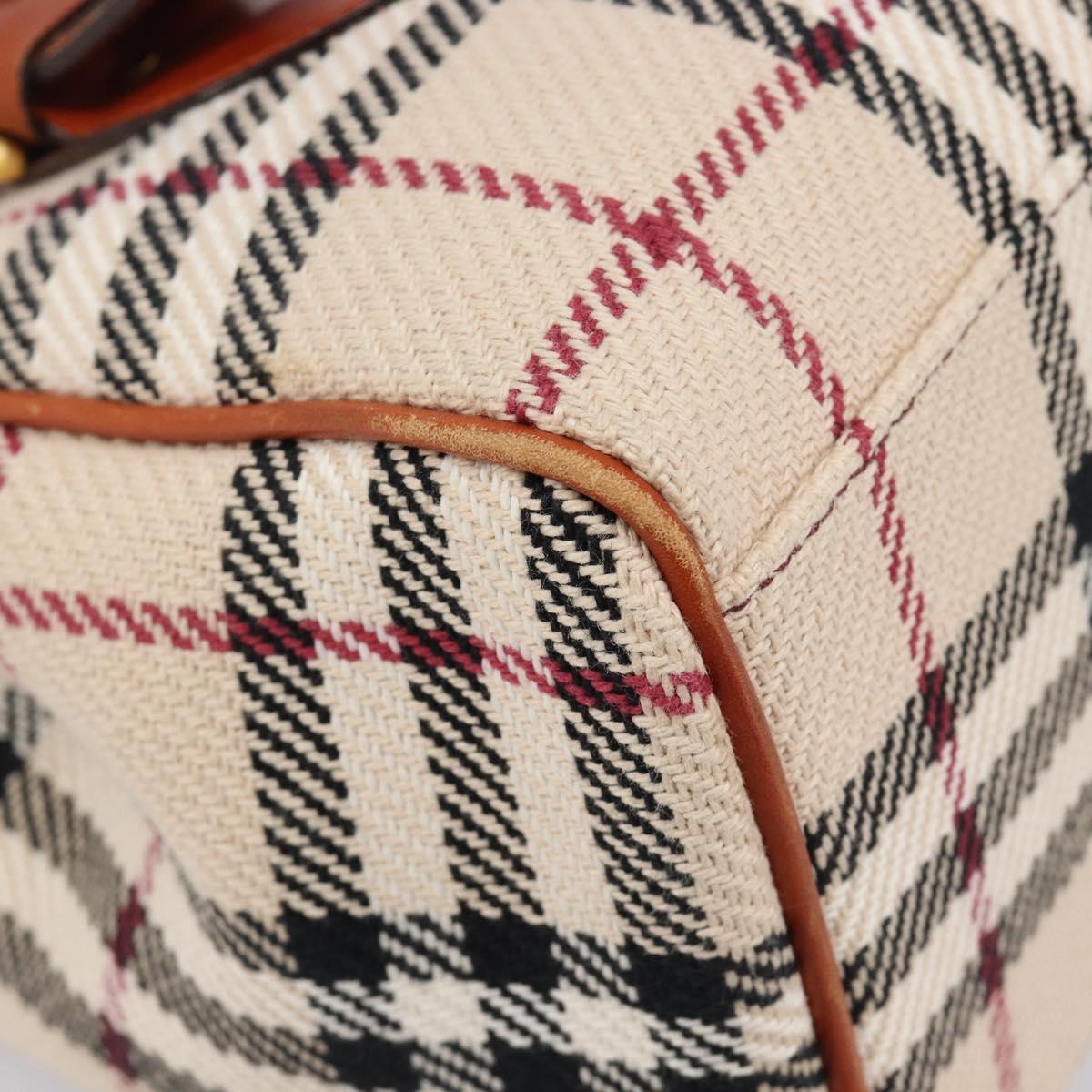 BURBERRY Nova Check Hand Bag Canvas Beige Gold Tone Auth 204621V