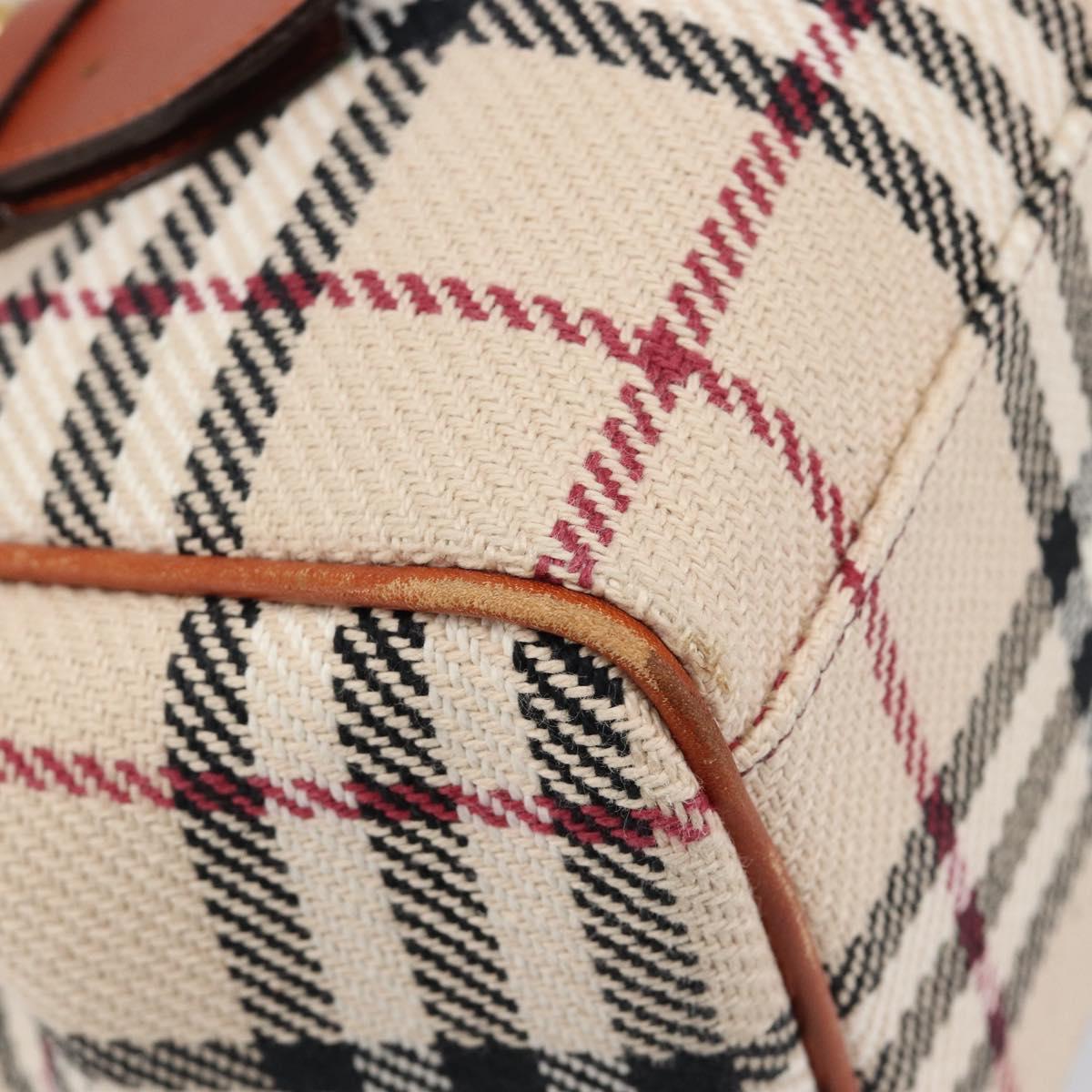 BURBERRY Nova Check Hand Bag Canvas Beige Gold Tone Auth 204621V