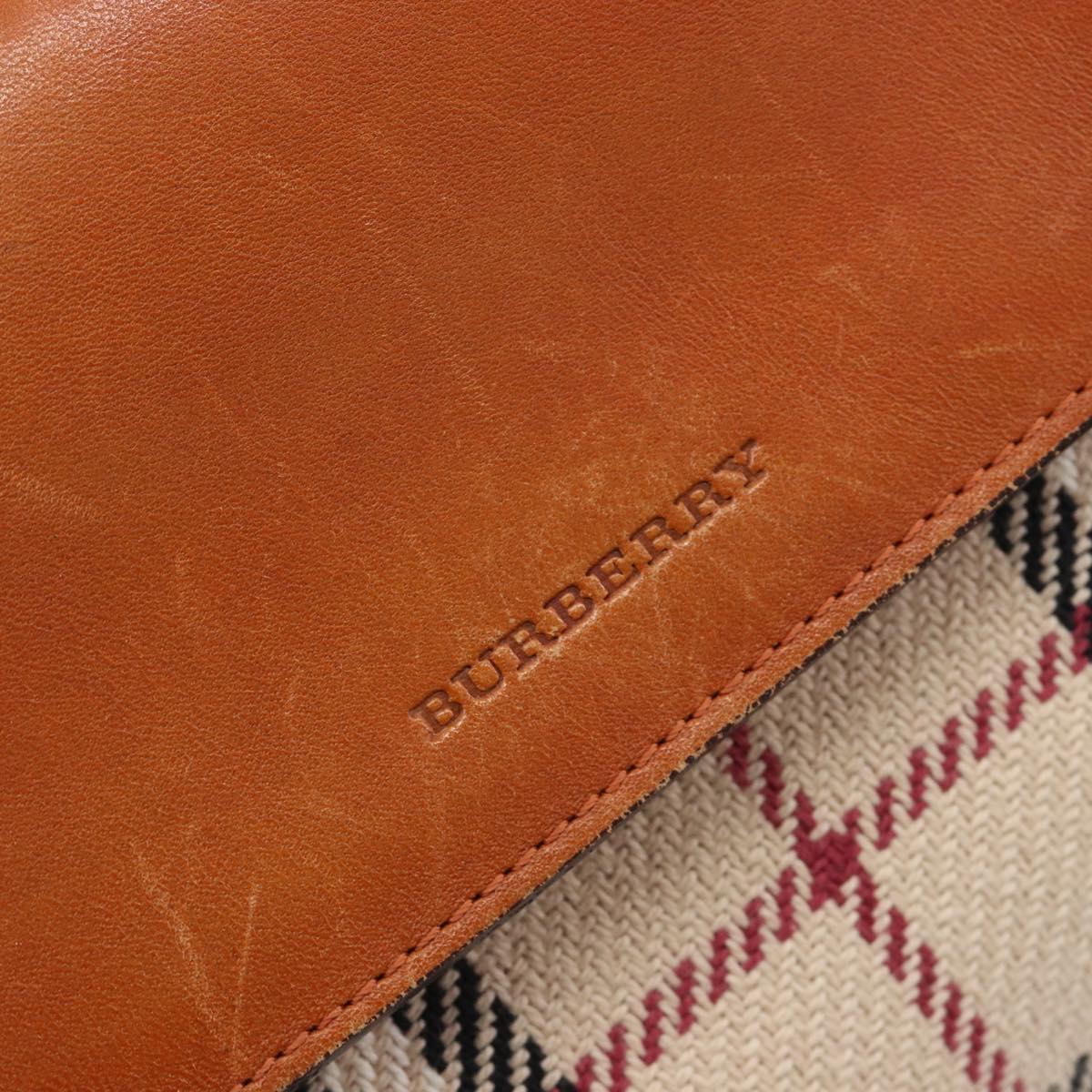 BURBERRY Nova Check Hand Bag Canvas Beige Gold Tone Auth 204621V