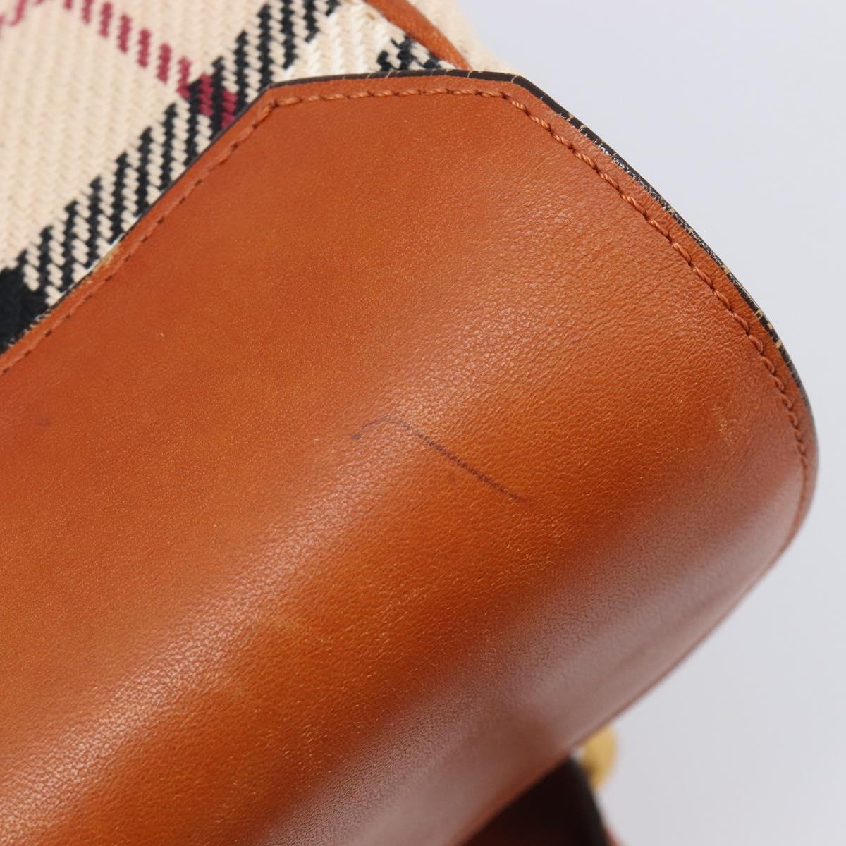 BURBERRY Nova Check Hand Bag Canvas Beige Gold Tone Auth 204621V