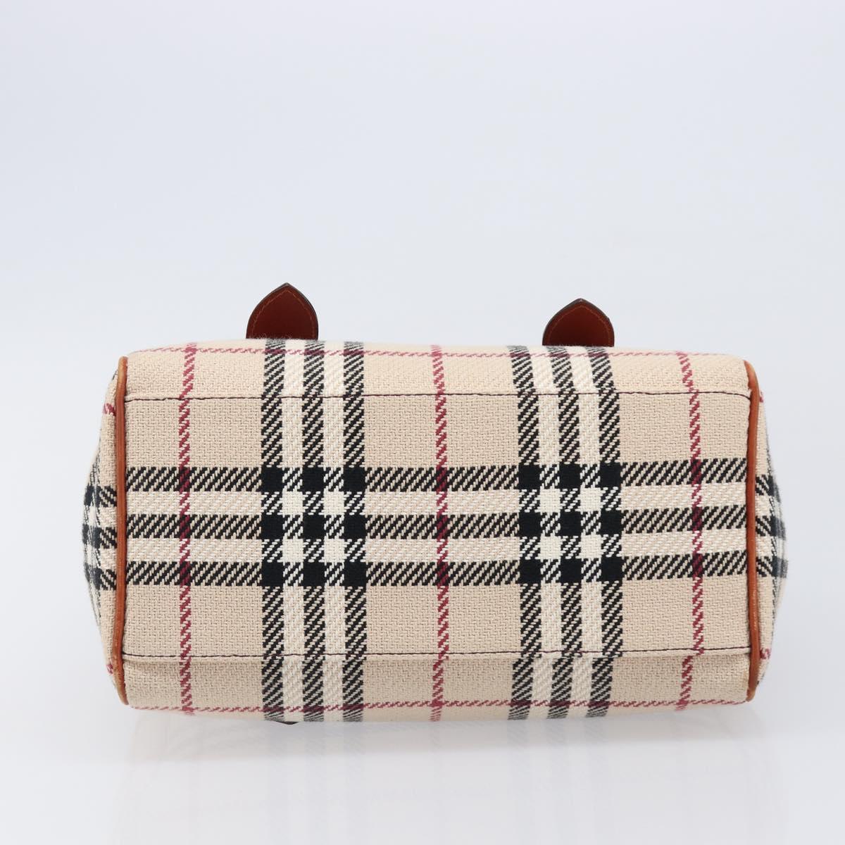 BURBERRY Nova Check Hand Bag Canvas Beige Gold Tone Auth 204621V