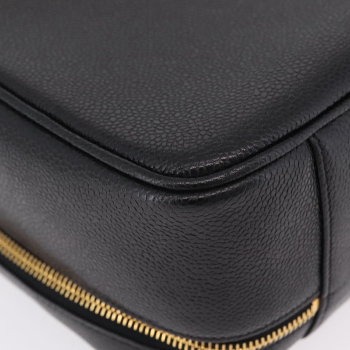 CHANEL Vanity Shoulder Bag Caviar Skin 2way Black Gold Tone CC Auth 204624V