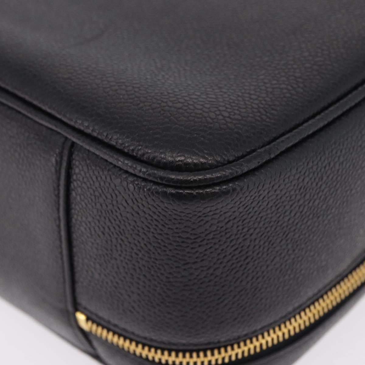 CHANEL Vanity Shoulder Bag Caviar Skin 2way Black Gold Tone CC Auth 204624V